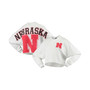Women's White Nebraska Huskers Raw Hem Cropped Long Sleeve T-shirt