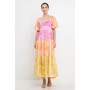 Women's Colorblock Tie-dye Back Tie Maxi Dress