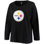 Women's Plus Size Black Pittsburgh Steelers Primary Logo Long Sleeve T-shirt