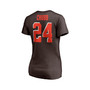 Women's Branded Nick Chubb Brown Cleveland Browns Player Icon Name and Number V-Neck T-shirt