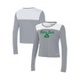Women's White and Gray Notre Dame Fighting Irish Vault Cropped Long Sleeve T-shirt