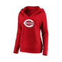 Women's Red Cincinnati Reds Official Logo Crossover V-Neck Pullover Hoodie