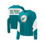 Women's Aqua Miami Dolphins Insight Crop Tri-Blend Long Sleeve T-shirt