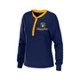 Women's Navy Milwaukee Brewers Waffle Henley Long Sleeve T-shirt