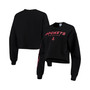Women's Black Houston Rockets Cut Off Moderate Crop Fleece Crew Sweatshirt