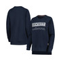 Women's Navy Michigan Wolverines Steamboat Animal Print Raglan Pullover Sweatshirt