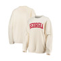 Women's White Georgia Bulldogs Comfy Cord Vintage-Like Wash Basic Arch Pullover Sweatshirt