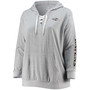 Women's Plus Size Heathered Gray Baltimore Ravens Lace-Up Pullover Hoodie