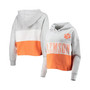 Women's '47 Heathered Gray, Heathered Orange Clemson Tigers Lizzy Colorblocked Cropped Pullover Hoodie