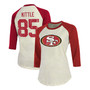 Women's George Kittle Cream, Scarlet San Francisco 49Ers Player Raglan Name Number 3/4 Sleeve T-shirt