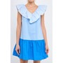 Women's Colorblock Ruffled Shift Dress
