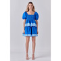 Women's Color block Smocked Tiered Mini Dress