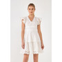 Women's Eyelet Mixed Media Mini Dress