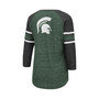 Women's Green and Heathered Charcoal Arkansas Razorbacks Scienta Pasadena Raglan 3/4 Sleeve Lace-Up T-shirt