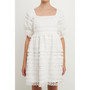 Women's Lace Puff Mini Dress