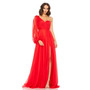 Women's Chiffon One Shoulder Slit Sleeve Flowy Gown