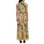 Flutter-Sleeve Printed Chiffon Maxi Dress