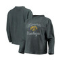 Women's Charcoal Iowa Hawkeyes Jetway Mineral Wash Corduroy Crew Neck Sweatshirt