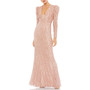 Women's Beaded Puff Sleeve Trumpet Evening Gown