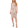 Women's Floral-Print Textured Square-Neck Sheath Dress