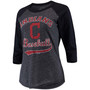 Women's Navy Cleveland Indians Team Baseball Three-Quarter Raglan Sleeve Tri-Blend T-shirt