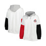 Women's White, Scarlet Ohio State Buckeyes Plus Size Contrast Dolman Sleeve Pullover Hoodie