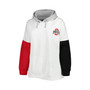 Women's White, Scarlet Ohio State Buckeyes Plus Size Contrast Dolman Sleeve Pullover Hoodie