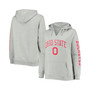 Women's Heathered Gray Ohio State Buckeyes Plus Size Arch Logo Campus 2-Hit V-Neck Pullover Hoodie