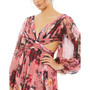 Women's Ieena Pleated Cut Out Long Sleeve Lace Up Tiered Gown