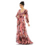 Women's Ieena Pleated Cut Out Long Sleeve Lace Up Tiered Gown