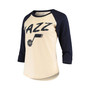 Women's Donovan Mitchell Cream Utah Jazz Raglan 3/4-Sleeve T-shirt