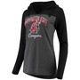 Women's Charcoal Washington State Cougars Knockout Color Block Long Sleeve V-Neck Hoodie T-shirt
