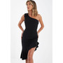Women's One Shoulder Ruffle Bow Dress
