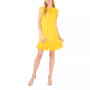 Women's Ruffled Hem Flutter Sleeve Tie-Neck Dress