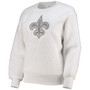Women's White New Orleans Saints Milestone Tracker Pullover Sweatshirt