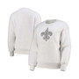 Women's White New Orleans Saints Milestone Tracker Pullover Sweatshirt