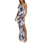 Women's Printed Ruched-Side Sleeveless Maxi Dress