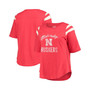 Women's Scarlet Nebraska Huskers Plus Size Linebacker Slub Half-Sleeve T-shirt