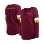 Women's Burgundy Washington Commanders Plus Size Athletic Varsity Lace-Up V-Neck Long Sleeve T-shirt