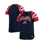 Women's Navy, Red Atlanta Braves Game On Notch Neck Raglan T-shirt
