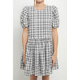 Women's Gingham Contrast Bow Mini Dress