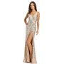 Women's Sequined Faux Wrap Sleeveless Gown