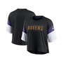 Women's Black and White Baltimore Ravens Nickname Tri-Blend Performance Crop Top