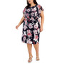 Plus Size Floral-Print Flutter-Sleeve Midi Dress