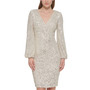 Women's Sequined Blouson-Sleeve Dress