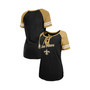 Women's Black, Gold New Orleans Saints Logo Lace-Up Raglan T-shirt