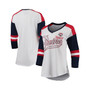 Women's White and Red Minnesota Twins Base Runner 3/4-Sleeve V-Neck T-shirt