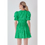 Women's Floral Puff Sleeves Dress with Ruched Waist