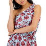 Petite Printed One-Shoulder Smocked-Waist Dress
