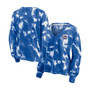 Women's White, Royal New York Mets Tie-Dye V-Neck Pullover Cropped Tee